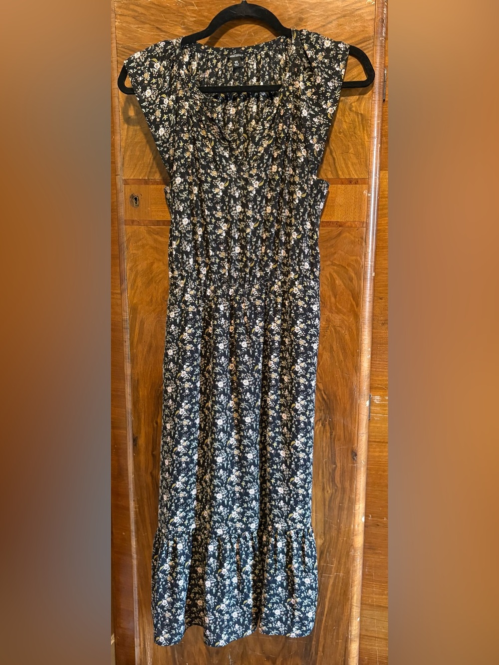 J. Crew Black Maxi Dress with Floral Print